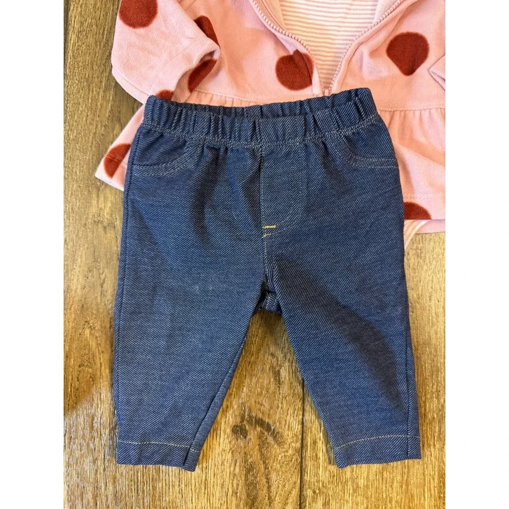 Carters Baby Girl Outfits 3 Months Leggings Jeans Long Sleeved Shirts Zip Jacket